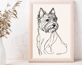 Cairn Terrier Dog Line art print printable|instant download | elegant | fine lines | Minimalist | Contemporary | Decor | artwork