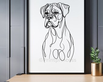 Boxer dog Line art print printable | instant download | elegant | fine lines | Minimalist | Contemporary | Decor | work of art | Lineart