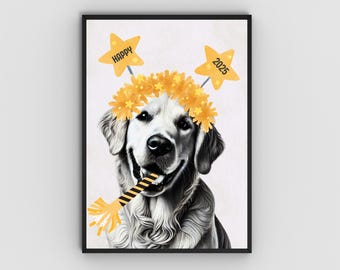Creative Printable NYE Party Poster | Instant Download | In 5 different sizes | Funny animal New Year’s Eve celebration decor