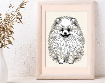 Pomeranian Dog Line art print printable|instant download | elegant | fine lines | Minimalist | Contemporary | Decor | artwork Keeshond