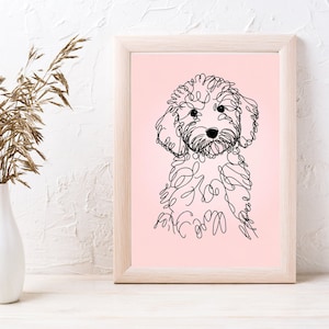 Labradoodle dog Line art print printable instant download labra doodle | elegant | fine lines | Minimalist | Contemporary | Decor