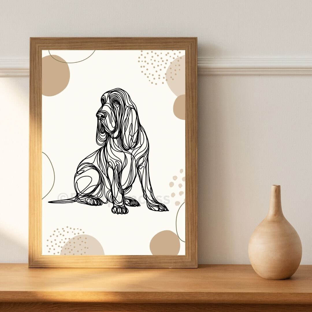 Bloodhound Dog Line Art Print Printable | Instant Download | Elegant ...