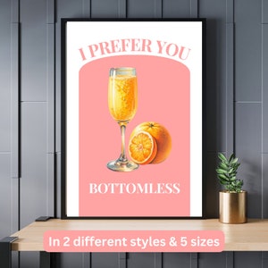 Funny Mimosa quote vintage poster | instant download | bottomless brunch kitchen quote | studentenhuis decoratie | cheers | Sunday morning