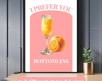 Funny Mimosa quote vintage poster | instant download | bottomless brunch kitchen quote | studentenhuis decoratie | cheers | Sunday morning