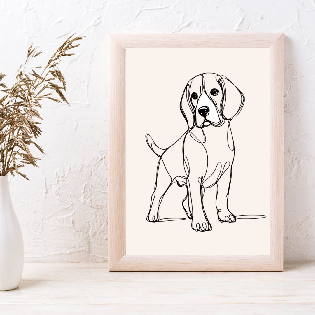 Beagle Dog Line Art Print Printable|instant Download | Elegant | Fine ...