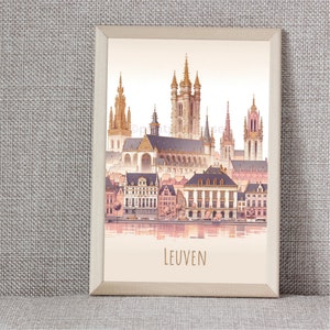 Poster mit Sehenswürdigkeiten der Stadt Leuven | 5 Größen | sofortiger Download | Minimalistisch | Zeitgenössisch | Wandkunst | Stadtplan-Fotodruck | abstrakt | romantisch
