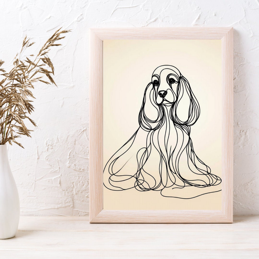 Cocker Spaniel Dog Line Art Print Printableinstant Download Elegant ...