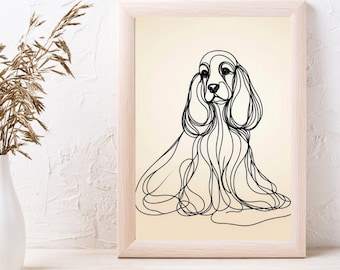 Cocker Spaniel Dog Line art print printable|instant download | elegant | fine lines | Minimalist | Contemporary | Decor | artwork