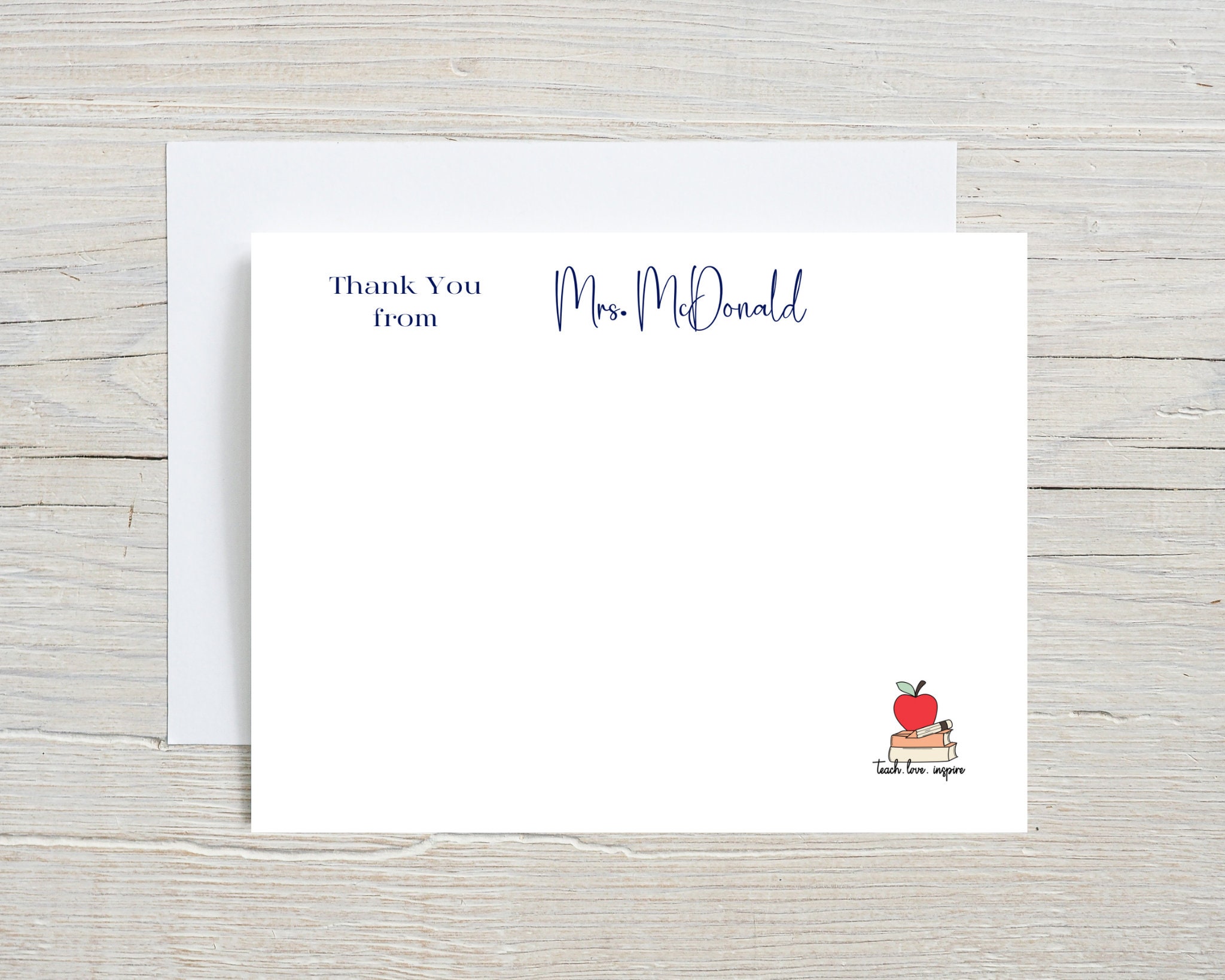 Teacher Personalized Note Card for School Teacher Gift for Teacher ...