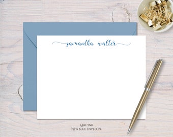 Personalized Stationery Set: Simple Script Notecards with Envelopes