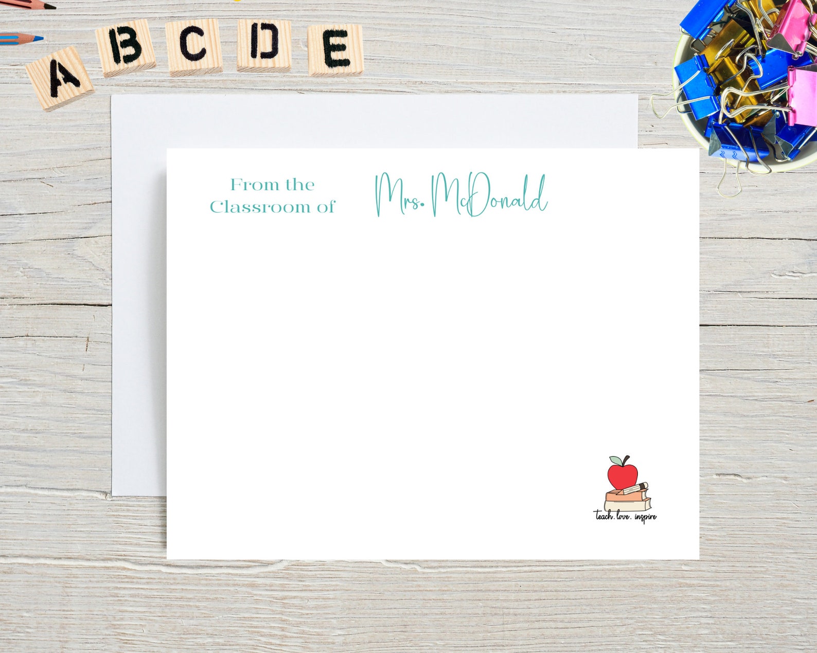 Teacher Personalized Note Card for School Teacher Gift for Teacher ...