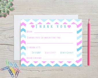 Kids Fill in the Blank Thank you Cards | Flat Thank you Card with Envelope | Kids Thank you cards | Kids Birthday Thank you | Thank you Note