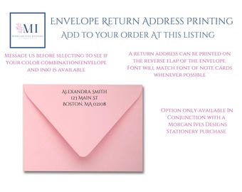 Return Address Printing for Envelopes, Custom Envelopes with Your Return Address, Address for Set of 10 Note cards