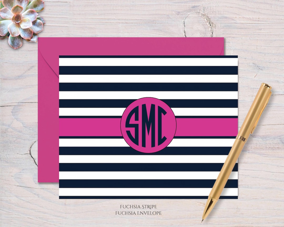 Personalized Stationery Monogram Note Card Set With Envelope ...