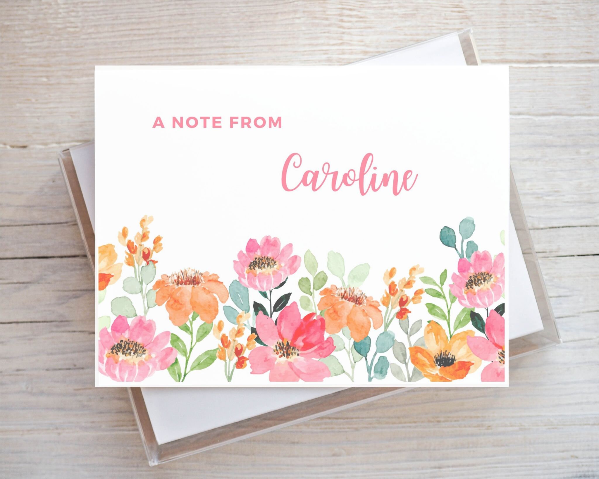 Personalized Flower Note Cards, Folded Note Cards With Envelopes ...