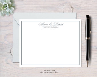Personalized Notecard, Classic Style, Custom Stationery set with Names, Personal Stationery with Envelopes, 10 Flat Notecards with Envelopes