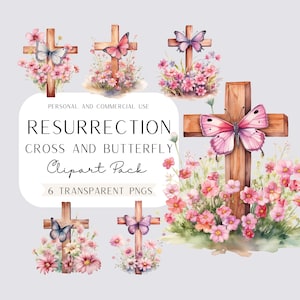 Auferstehung Kreuz und Schmetterling Clipart, Glaube Kreuz Png, rustikale Kreuze, Religion Clip Art, digitaler Download, bedruckbar, Karfreitag