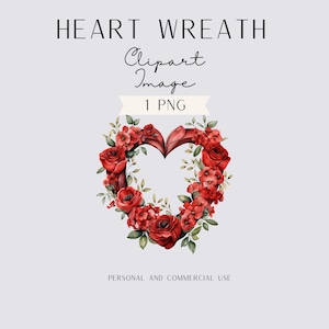Heart Wreath, Watercolor Clip Art, Commercial Use, Transparent PNGs, Wedding, Valentines Day, Bridal, Card Images, Love, Single Image