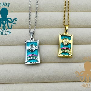 Collier Tarot Le Soleil * Design vintage * Collier pendentif carte de Tarot Or/Argent Le Soleil *