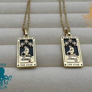Colar The Star Tarot * Design Vintage * Colar com Pingente de Carta de Tarô The Star Light *