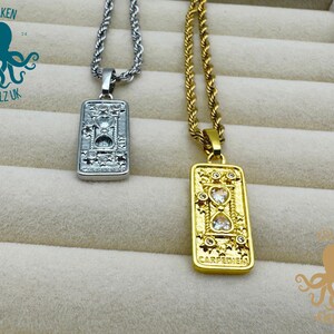Collier tarot Carpe Diem * design vintage * or/argent collier pendentif carte tarot Carpe Diem Seize the Day chaîne de corde de luxe *