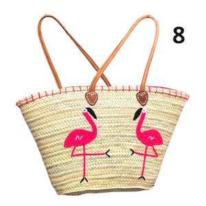 Wicker Basket with Leather Handles, Moroccan Natural Wicker Basket, Tote Bag, Beach Bag