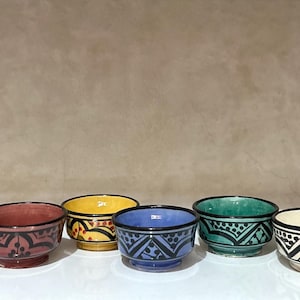 Moroccan Ceramic Salad Bowl - Handmade Crafts, Red, Green, Yellow, White, Blue Small Salad Bowl Handmade in Morocco, Small Ceramic Bowls
