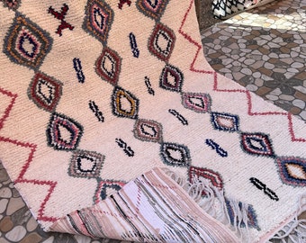 Colorful Boucherouite Rug Handmade with Recycled Fabrics, Berber patterns, vintage Boucherouite, Moroccan crafts