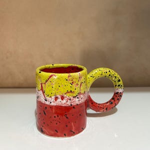Handmade ceramic mug, Colorful handcrafted mug, modern and unique design, Moroccan crafts, coffee tea cup, ceramic mug