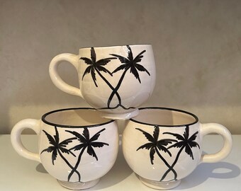 Moroccan ceramic mug handmade, coffee or tea cup gift for coffee lovers, Moroccan crafts, white mug,