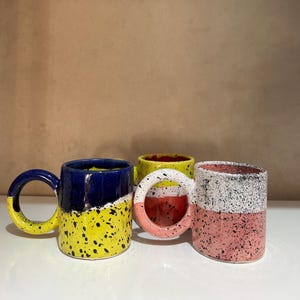 Handmade ceramic mug, Colorful handcrafted mug, modern and unique design, Moroccan crafts, coffee tea cup, ceramic mug