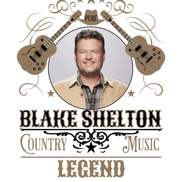 Blake Shelton Country Music Star Legend Digital Download Png Dtg Dtf Sublimation