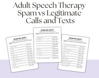 Cognitive Skills: Problem Solving Scenarios, Phone Use "Scam or Legit", for Adult Speech Therapy