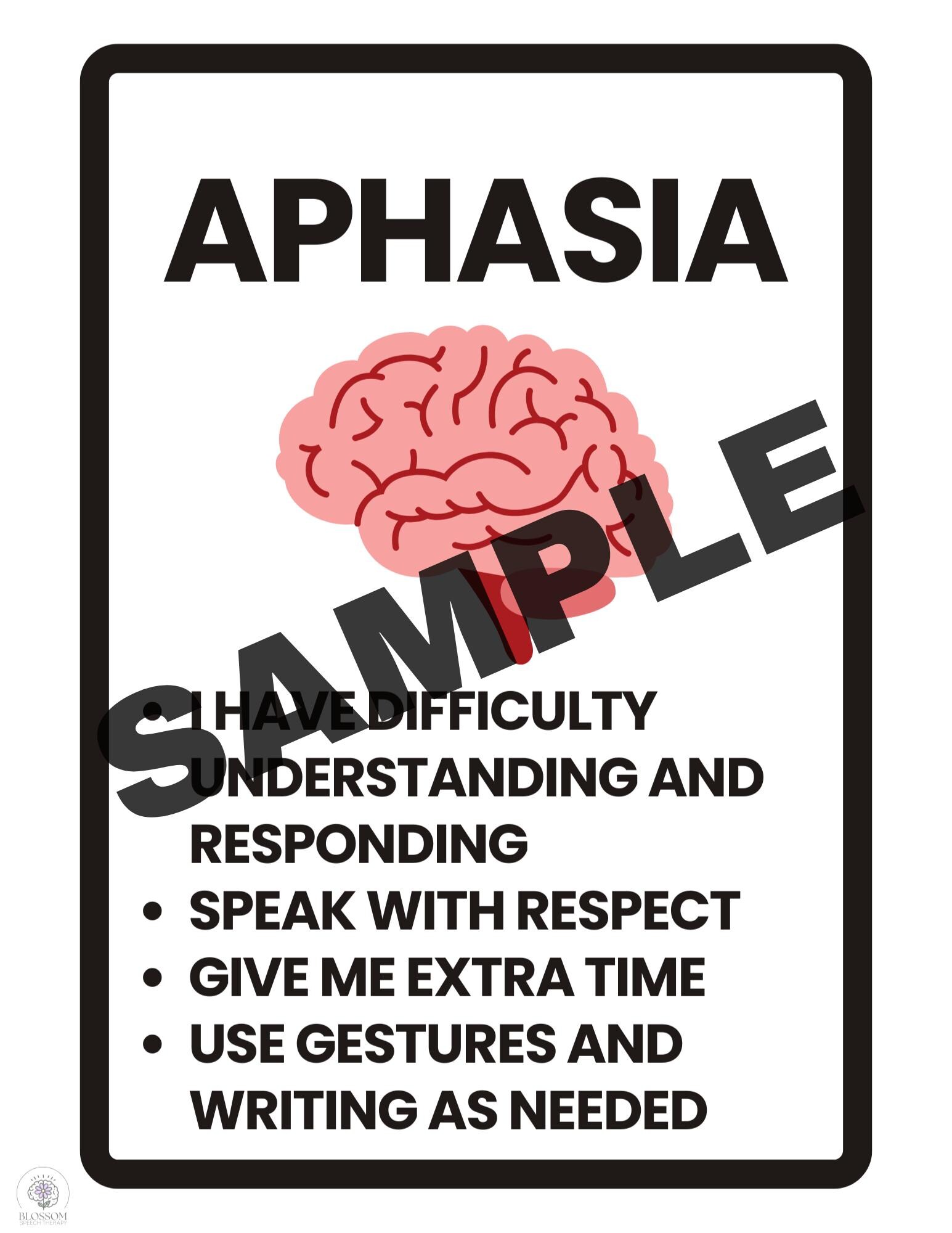 Speech Therapy Signs: Aphasia, Dysphagia, Memory Loss (digital Download ...