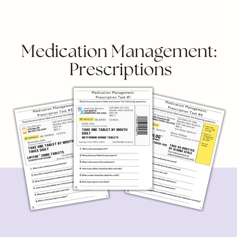 Administaration Rrom Labels Functional Skills: Medication Management, Reading Prescriptions - Etsy