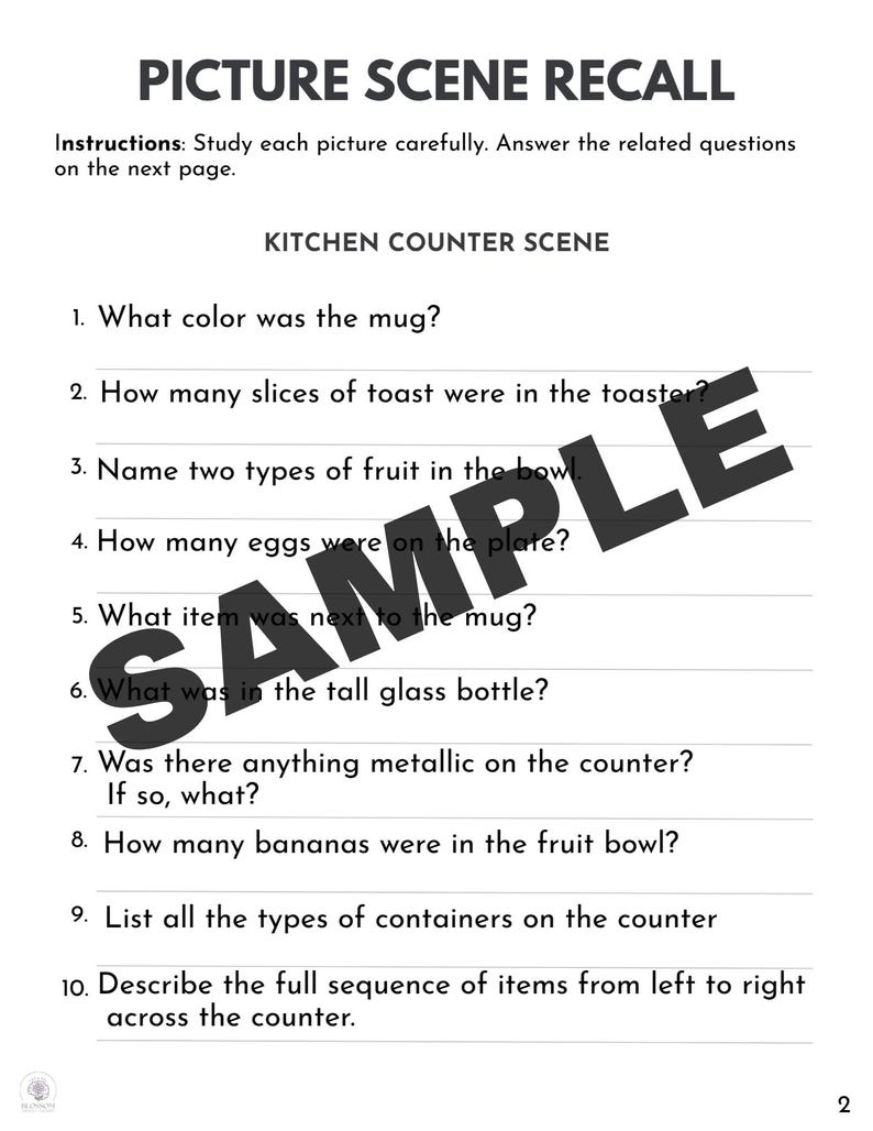 Sliced Question Cognitive Skills: Picture Scene Short-term Memory Task for Adult Speech ...