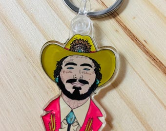 Acrylic Western Post Malone Keychain