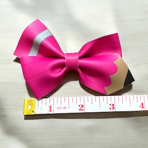 back to school hair, back to school hair bows, pencil hair bow, school barrettes, first day of school hair