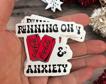 Coke Zero & Anxiety Sticker | laptop, kindle, water bottle