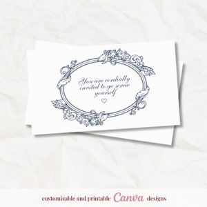 Elegante biglietto da visita / biglietti da visita personalizzati, sei cordialmente invitato, codice QR, download digitale istantaneo, modello Canva modificabile