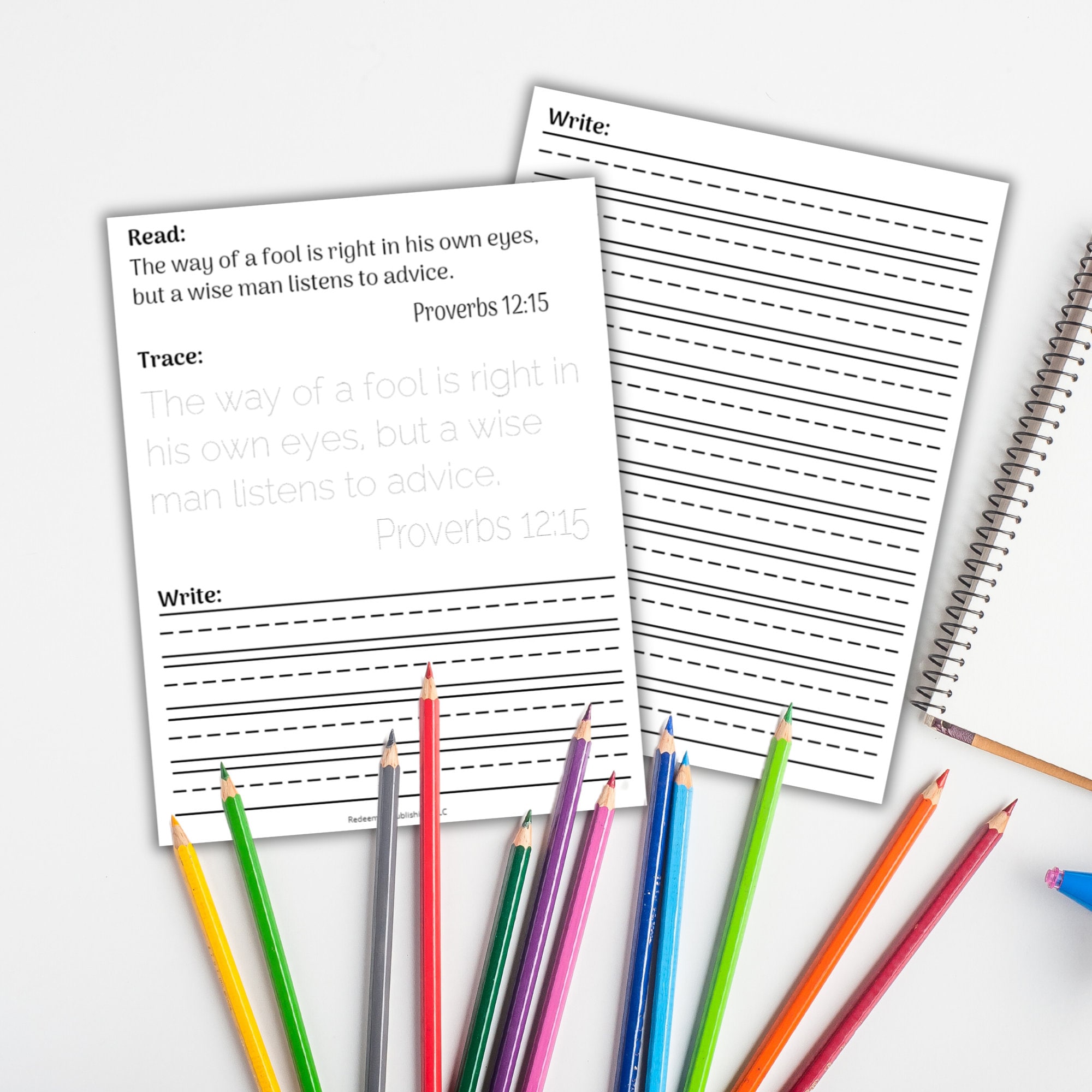 Letter Tracing Practice Worksheets for Student Handwriting Memory Verse ...
