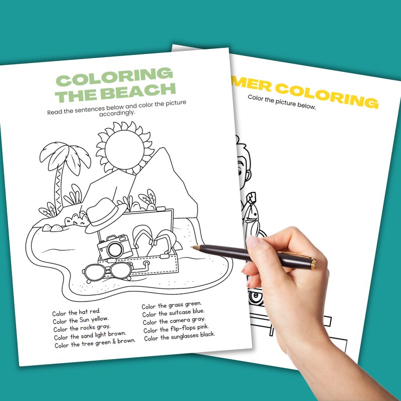 Summer Coloring Pages for Kids Instant Download Activities Summer ...