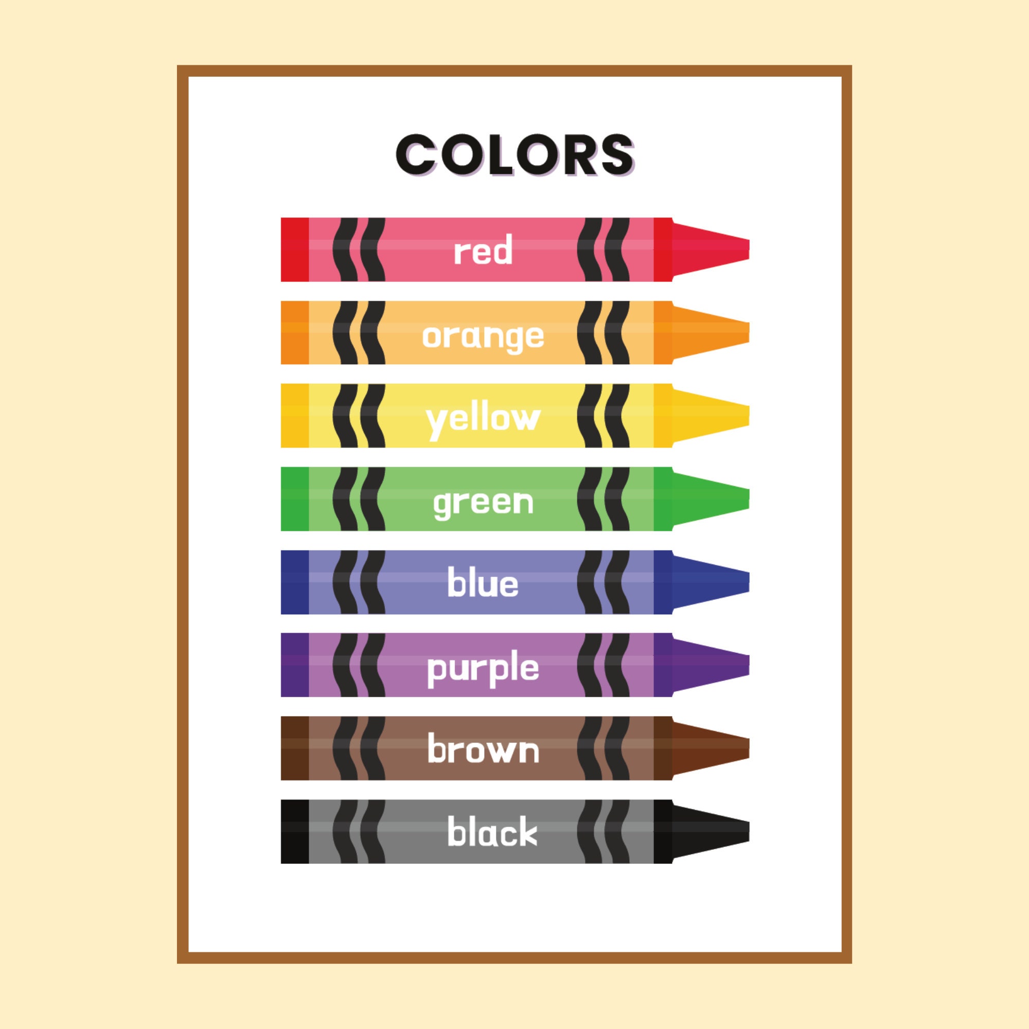 Colors Educational Poster for Preschool Learning Classroom Wall Art for ...