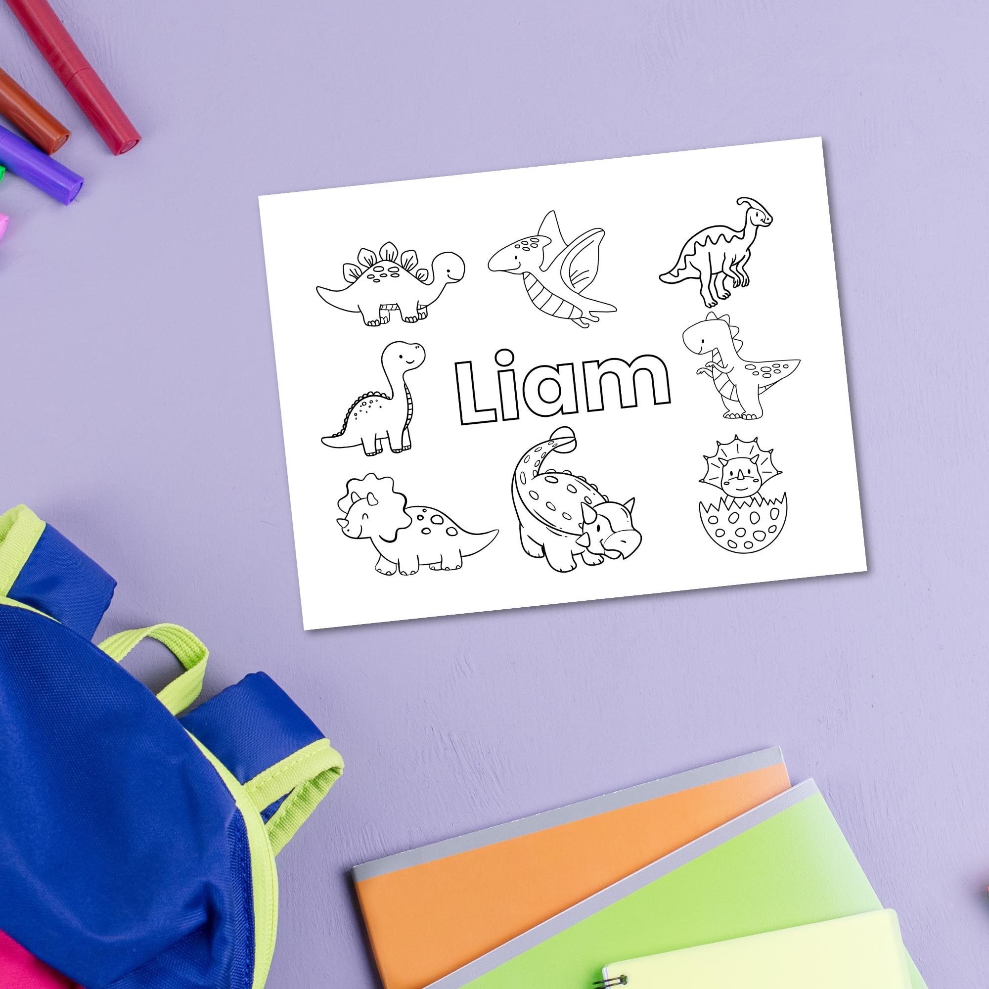 Custom Dinosaur Coloring Page Printable Personalized Coloring Sheet for ...