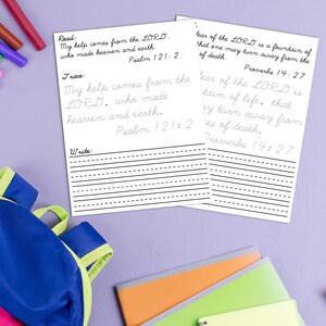 Scripture Cursive Handwriting Practice Printable Worksheet for ...