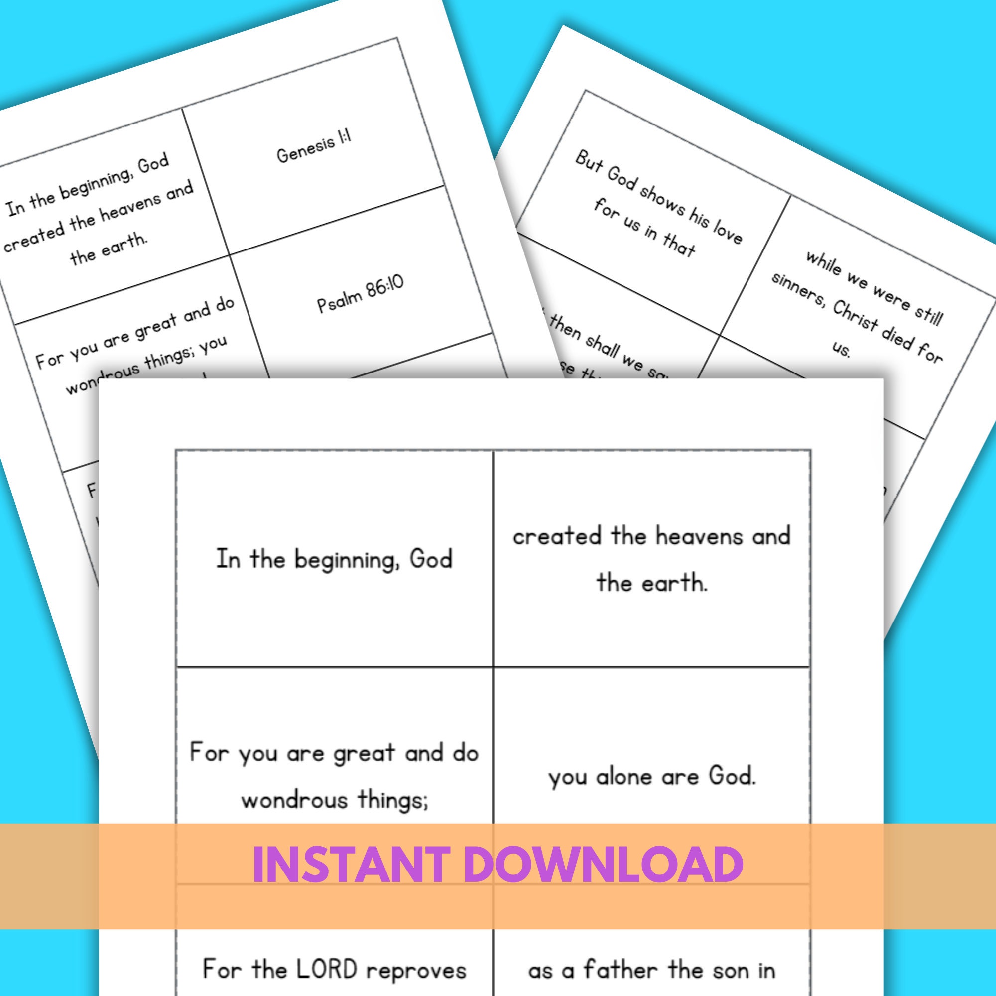 Scripture Man Game Scripture Verse Matching Game Cards for Bible Verse Memory Homeschool ...