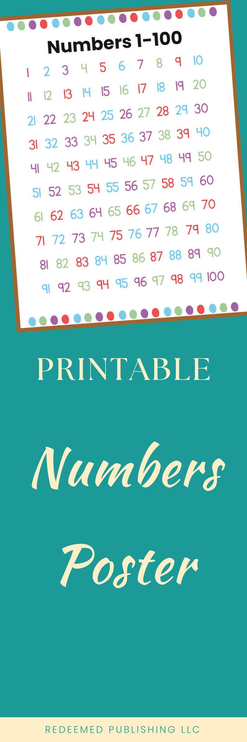 Number Educational Poster for Preschool Math Skills Printable for ...