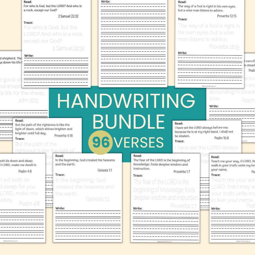 Handwriting Bundle for Kids Letter Tracing Practice Scripture Memory ...