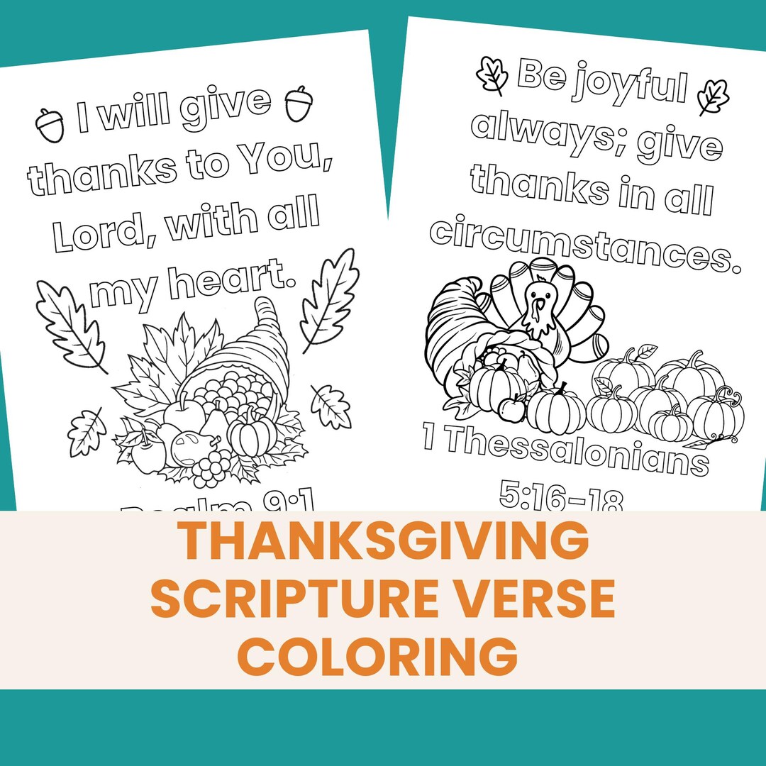 Thanksgiving Scripture Verse Coloring Pages for Kids Table Busy Work ...