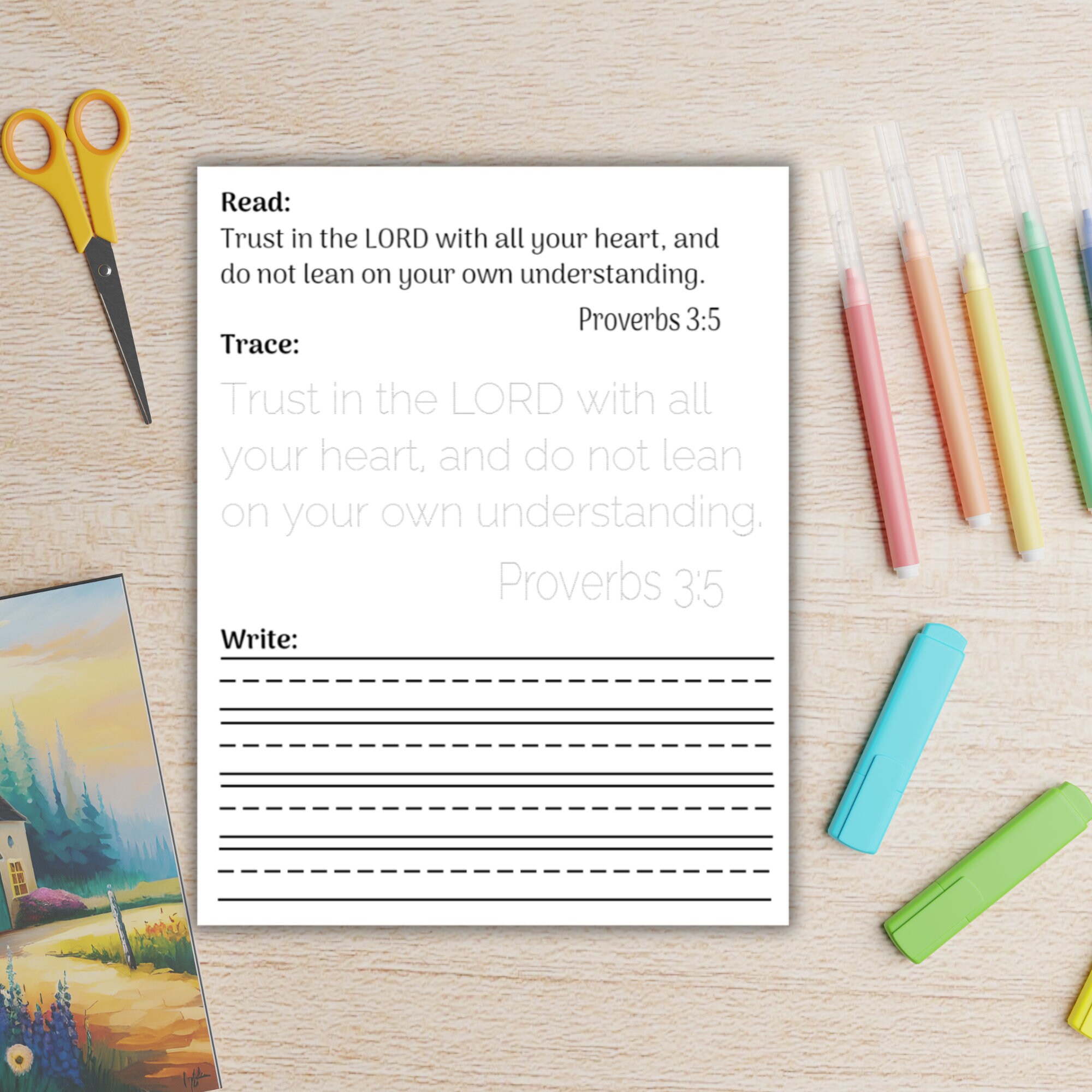 Letter Tracing Practice Worksheets for Student Handwriting Memory Verse ...